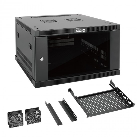 Tecmojo Elite 6U 17.72" Depth Wall-Mount Cabinet, Glass Door Flat Pack