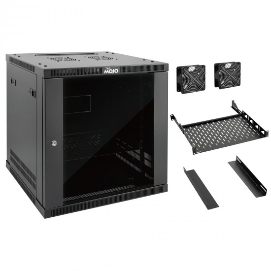 Tecmojo Elite 12U 23.62'' Depth  Wall-Mount Cabinet, Glass Door Flat Pack