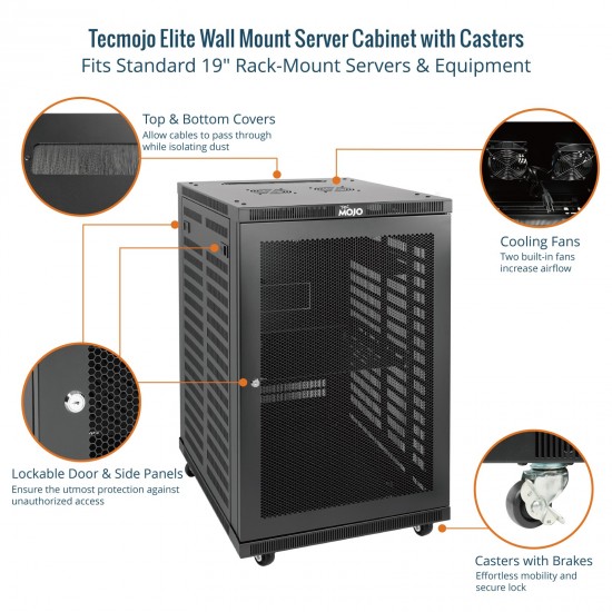 Tecmojo Elite 18U 17.72'' Depth Wall-Mount Cabinet, Mesh Door Flat Pack