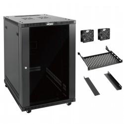 Tecmojo Elite 18U 23.62'' Depth Wall-Mount Cabinet, Glass Door Flat Pack