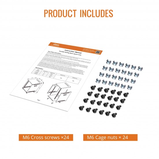 15U Portable Rolling Rack square hole