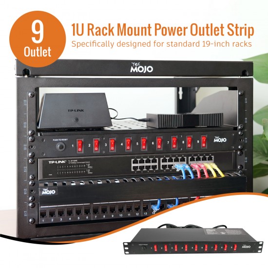 1U Rack Mount 9 Outlet Audio Power Distribution Unit