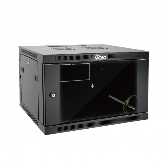 Tecmojo 6U 23.6" Depth Professional Wall Mount Cabinet for 19'' Equipment, Glass Door