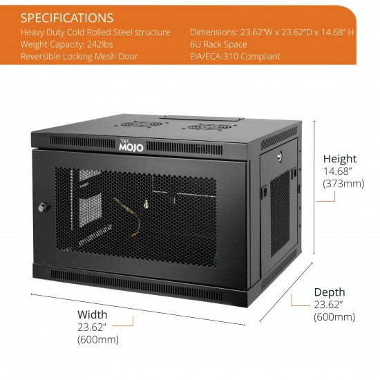 6U 600mm Depth Professional Wall-Mount Cabinet, Mesh Door Fully Welded