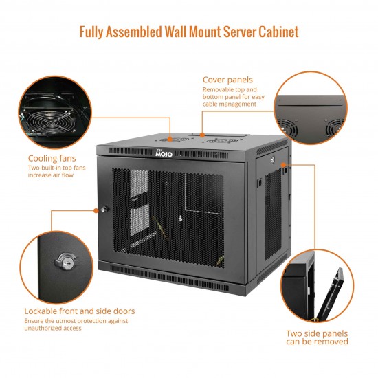 9U 600mm  Depth Professional  Wall-Mount Cabinet, Mesh Door  Fully Welded