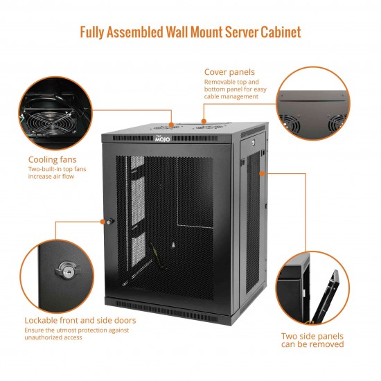 15U 450mm  Depth Professional  Wall-Mount Cabinet, Mesh Door  Fully Welded