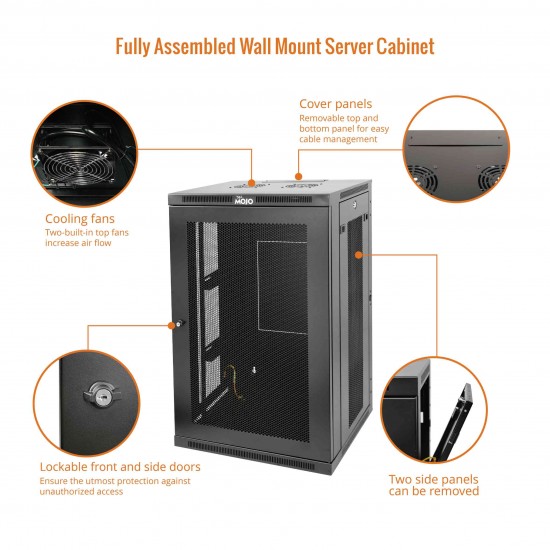 18U 600mm  Depth Professional  Wall-Mount Cabinet, Mesh Door  Fully Welded