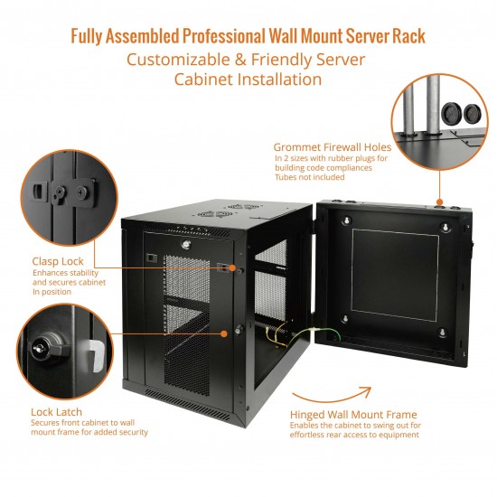 12U  550mm Depth Professional Wall-Mount Cabinet, Hinged Back Perforated(Swing out Series)