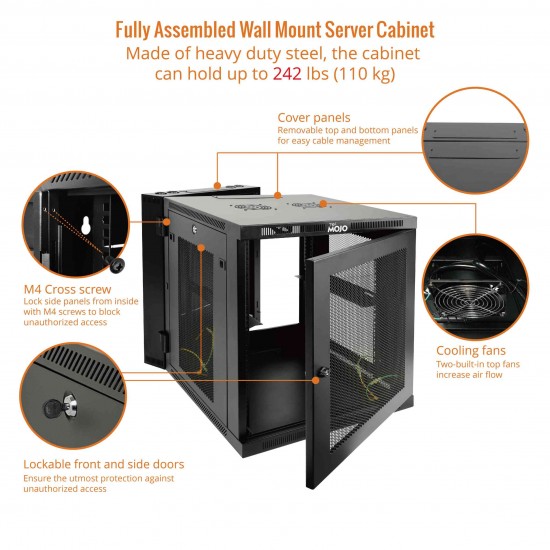 12U  700mm Depth Professional Wall-Mount Cabinet, Hinged Back Perforated (Swing out Series)