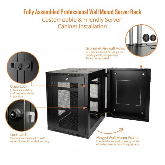 15U  700mm Depth Professional Wall-Mount Cabinet, Hinged Back Perforated (Swing out Series)