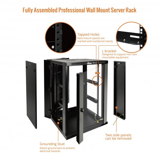 18U  550mm Depth Professional Wall-Mount Cabinet, Hinged Back Glass(Swing out Series)