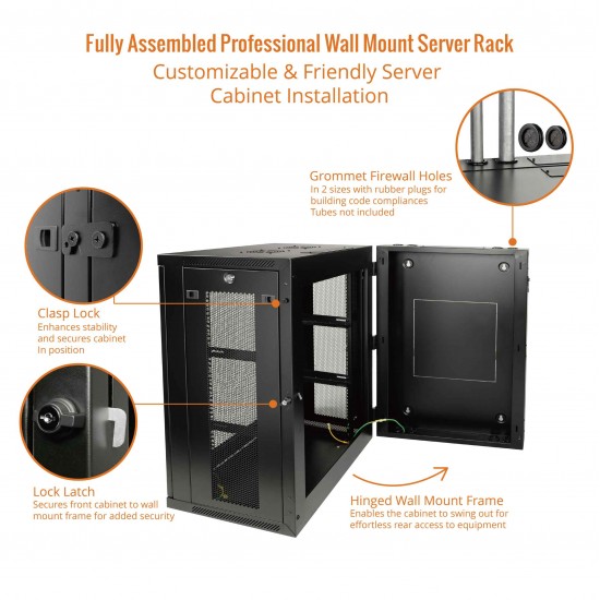 18U  550mm Depth Professional Wall-Mount Cabinet, Hinged Back Perforated(Swing out Series)