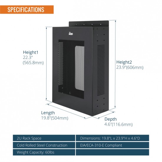 Tecmojo 2U Vertical Mount Wall Enclosure 