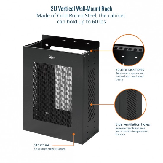 Tecmojo 2U Vertical Mount Wall Enclosure 