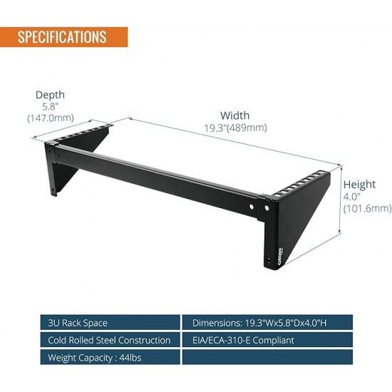 Tecmojo 3U Vertical Wall Mount Rack and Bracket for 19" Rack Mount Network and Server Equipment Tecmojo 3U Vertical Wall Mount Rack and Bracket for 19" Rack Mount Network and Server Equipment
