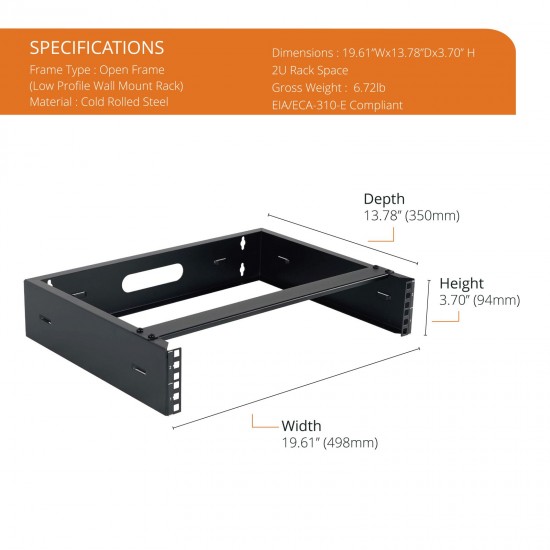 2U Wall Mount Network Rack - 14 in Deep 