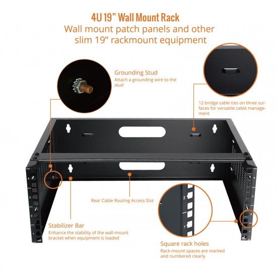 Tecmojo 4U Wall Mount Network Rack - 14 in Deep 