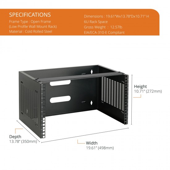 6U Wall Mount Network Rack - 14 in Deep 