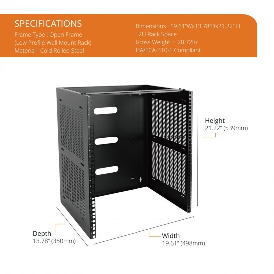 12U Wall Mount Network Rack - 14 in Deep 