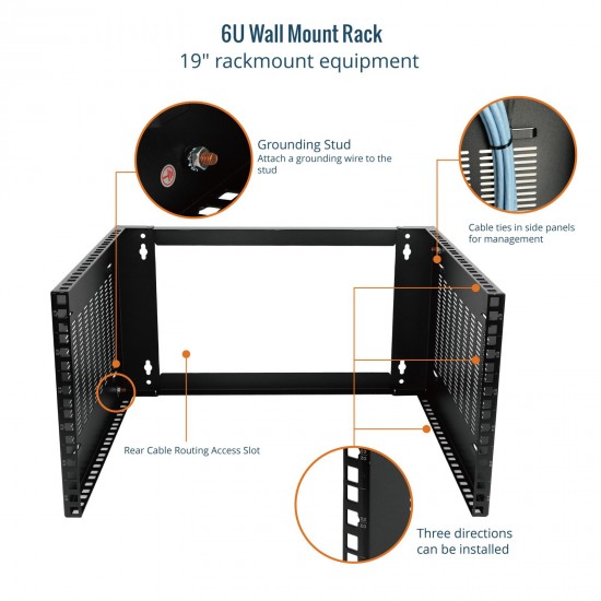 Tecmojo 6U Wall Mount Network Rack - 14 in Deep 