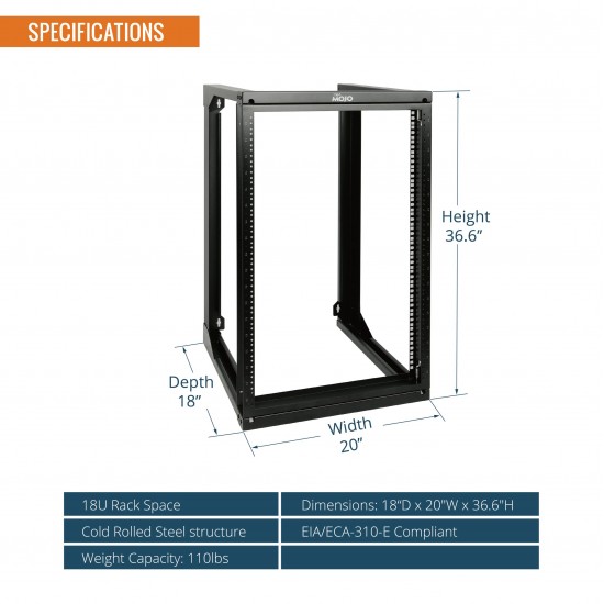 Tecmojo 18U 18'' Depth Wall Rack-Swing Gate