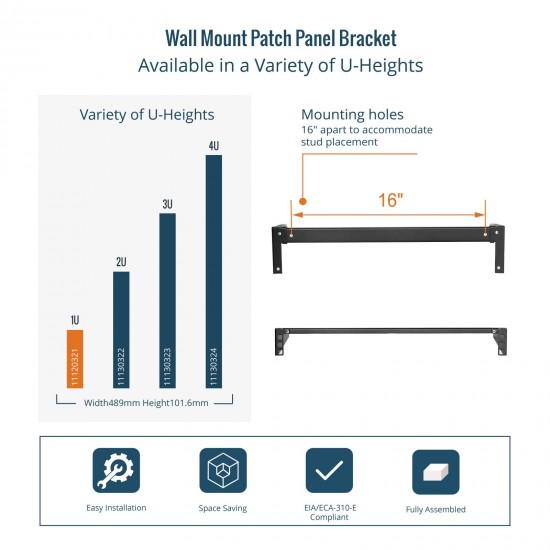 Tecmojo 1U Vertical Mount Wall Rack