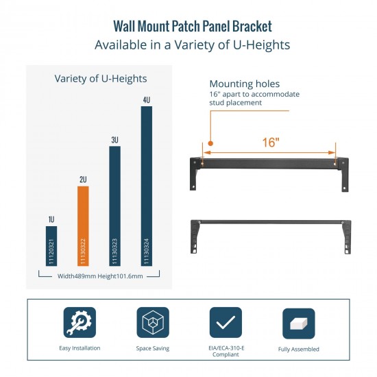 Tecmojo 2U Vertical Mount Wall Rack