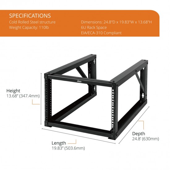 Tecmojo 6U 24.80" Depth Wall Rack