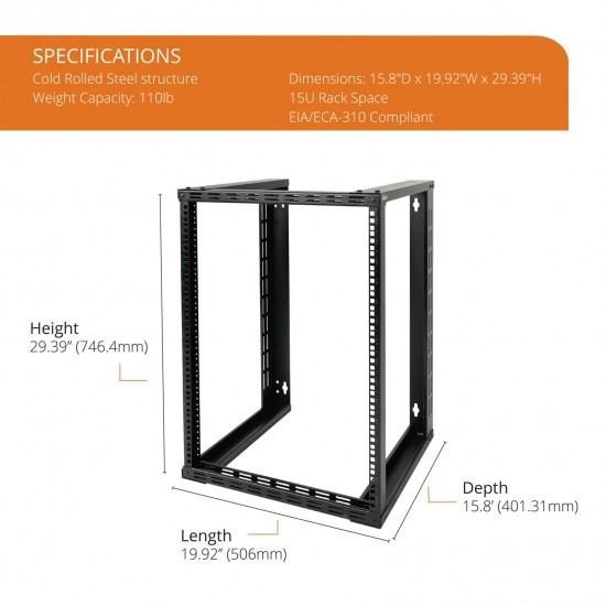 Tecmojo 15U 15.80" Depth Wall Rack