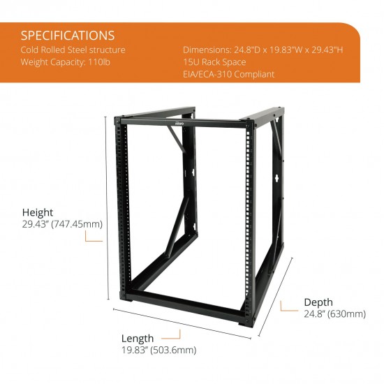 15U 24.81" Depth Wall Rack