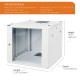 Standard 9U 450mm Depth Wall-mount Cabinet Glass DoorWhite Flat Pack