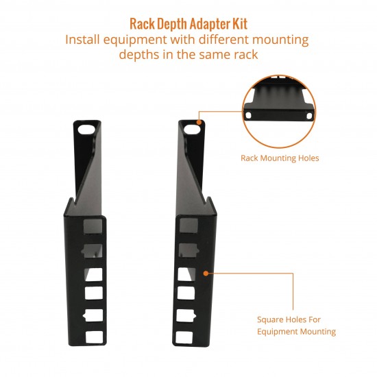 2U 4" Depth Rack Depth Adapter Pair Kit