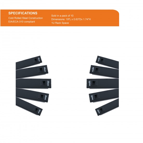 Tecmojo 1U Blanking Panel, Toolless Mounting, Steel 10 pack